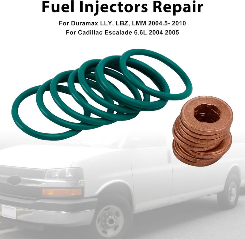 Frezon 8Pcs Fuel Injector O-rings Seal Gaskets Fuel Injectors Repair Kit Fit For Duramax LLY, LBZ, LMM 2004.5-2010,For Cadillac Escalade 6.6L 2004-2005# F00RJ01086, 97327722, F00E200099, 94013303 - Image 5